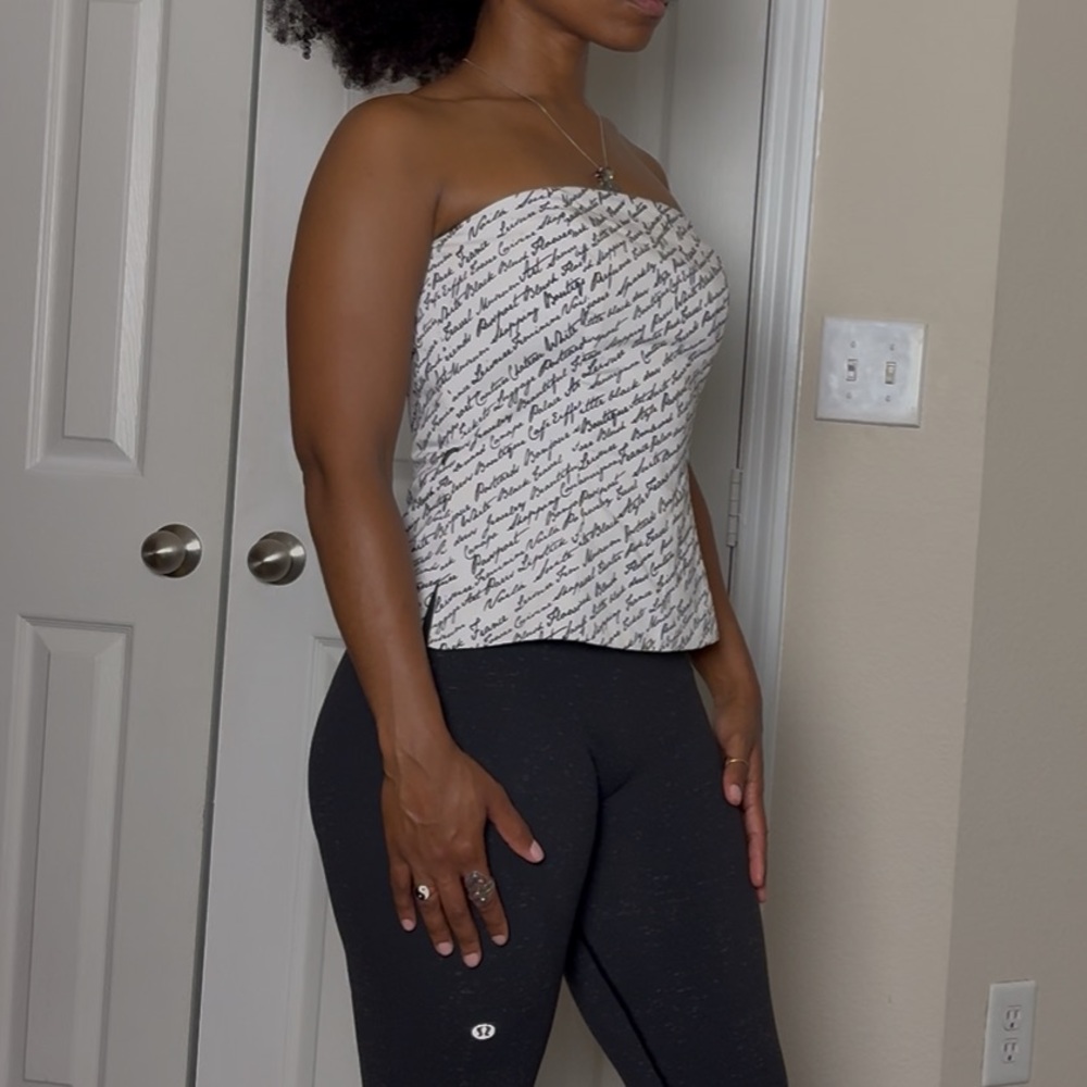 White Script Print Tube Top - Picture 4 of 4